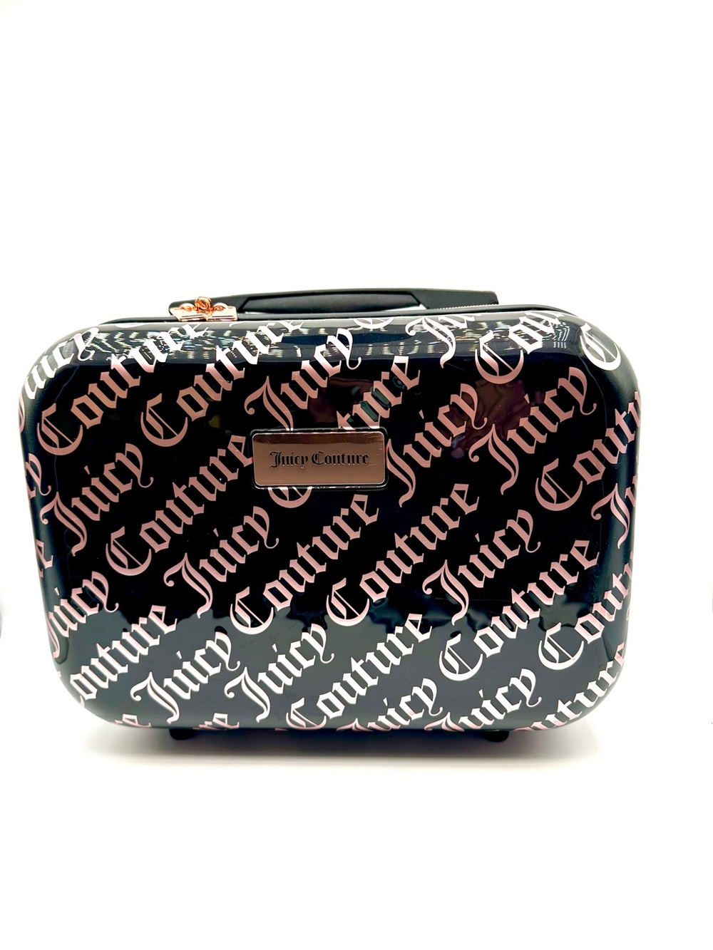 Juicy Couture Black & Pink Logo Hard Shell Train Case Vanity Travel Case